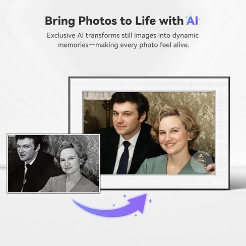 إطار صور رقمي - إطار سحري بتقنية الذكاء الاصطناعي عالي الدقة مقاس 10.1 بوصة، وإطار صور رقمي بشاشة تعمل باللمس مع سهولة الإعداد، وتخزين سحابي غير محدود، وهدايا للآباء والأجداد in Kuwait