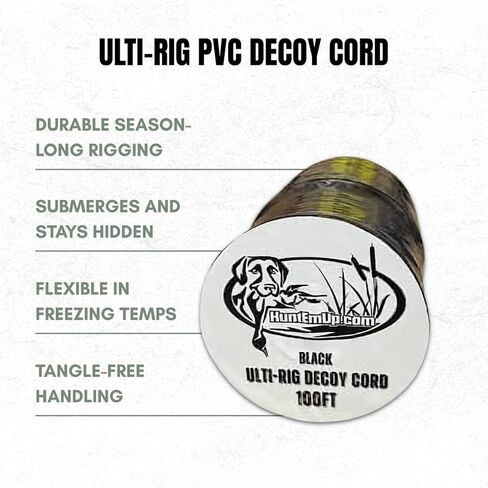 سلك Ulti -Rig Decoy - حبل شرك 200 قدم ، ودائم ، وسهل القطع ، و PVC Decoy من Duck و Goose Decoys - Black in Saudi Arabia