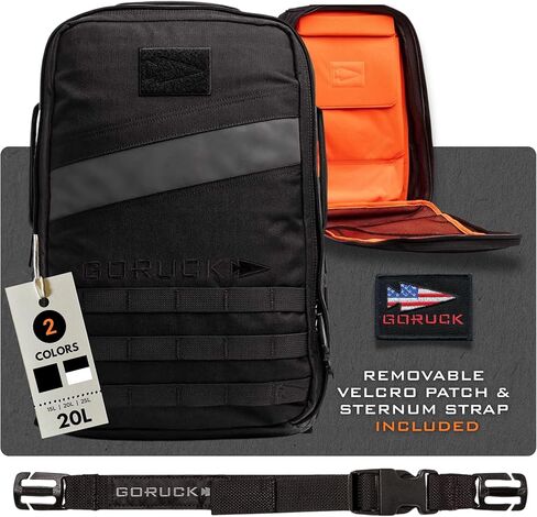 GORUCK Rucker 4.0, Weighted Rucking Backpack, Military Rucksack, Black, 20L | Purpose Built for Rucking, Elevated Ruck Plate Pocket, Extra Padded Straps, MOLLE Webbing, Durable 1000D CORDURA Build in Saudi Arabia