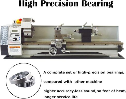 INTBUYING Metal Lathe Machine 8''X32" Benchtop Lathe Machine Precision Hobby DIY Lathe Horizontal Metal Wood Working Table Lathe 900W Brushless 50-2500RPM MT5 Spindle Taper Metric Thread WM210V 110V in Saudi Arabia