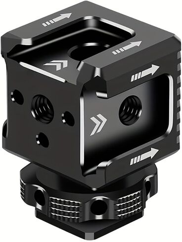 Heavy-Duty Triple Cold Shoe Mount Adapter with 1/4" Arri Hole - Camera Cage Base, Compatible with DSLR, Mirrorless, Professional Video Cameras - No Battery Needed in Saudi Arabia