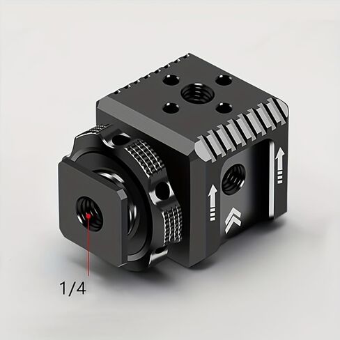 Heavy-Duty Triple Cold Shoe Mount Adapter with 1/4" Arri Hole - Camera Cage Base, Compatible with DSLR, Mirrorless, Professional Video Cameras - No Battery Needed in Saudi Arabia