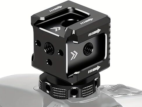Heavy-Duty Triple Cold Shoe Mount Adapter with 1/4" Arri Hole - Camera Cage Base, Compatible with DSLR, Mirrorless, Professional Video Cameras - No Battery Needed in Saudi Arabia