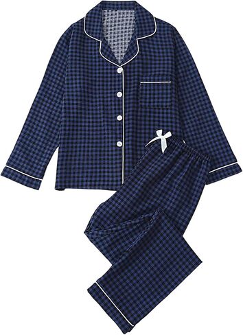 SHENHE Women's Pajama Set Long Sleeve Button Down Sleepwear Long Pants 2 Piece Gingham Pjs in Saudi Arabia