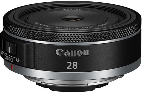 عدسة كانون RF 28 ملم f/2.8 STM | برايم صغير الحجم ذو زاوية واسعة مع فتحة f/2.8 سريعة، وتركيز تلقائي سلس STM وتصميم خفيف الوزن | لصور السفر والشوارع واليومية (6128C002) + محول EF-EOS R + المزيد in Kuwait