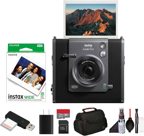 Fujifilm Instax Wide Evo Hybrid Instant Film Camera Bundle with Instax-Wide Instant-Film 2 Pack (20 Exposures) + 32GB Memory Card + USB Card Reader + Bag + Cleaning Kit in Saudi Arabia