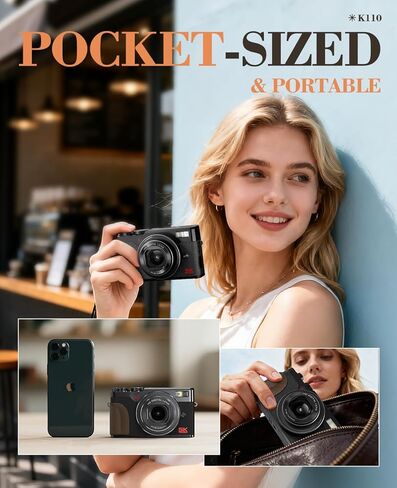 5K 64MP Digital Camera for Photography & YouTube Vlogging - 18X Zoom UHD Autofocus Video Camera with 3" 180° Flip Screen, 64GB TF Card & 2 Batteries - Compact Travel in Saudi Arabia