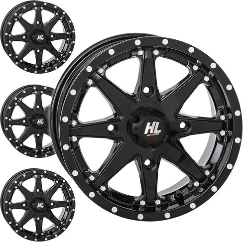 رافع عالي الإطارات والعجلة HL10 12 بوصة UTV/ATV العجلة | لمعان الأسود/الانتهاء من التشطيب | 12x7 | 4/110 نمط الترباس | 2+5 إزاحة (-47 مم) in Saudi Arabia