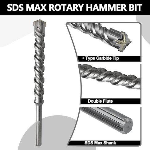 1 inch x 8.4 inch x 13.4 inch SDS Max Rotary Hammer Drill Bit, 26 x 340mm Carbide Tip Masonry Drill Bit for Masonry, Brick, Stone, Concrete (1 inch x 13.4 inch (26 x 340mm)) in Saudi Arabia