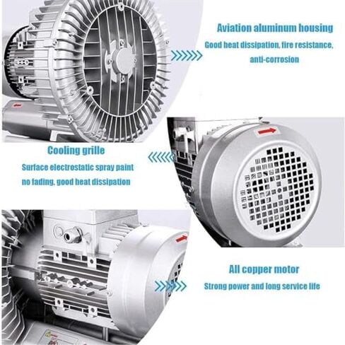 High Pressure Vortex Ring Blower 120W-1500W | Single Phase Industrial Regenerative Blower | Fish Pond Aerator Pump for Waste Water & Aquarium | 750W/1.04HP Vortex Centrifugal in Saudi Arabia