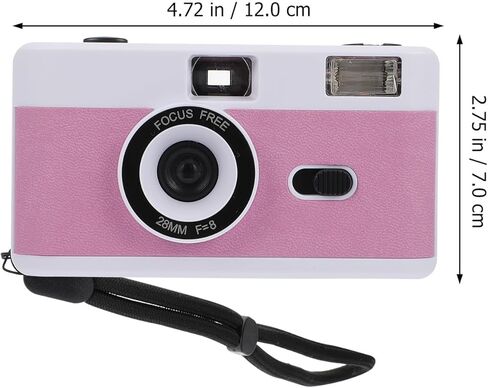 كاميرا فيلم ABS قابلة لإعادة الاستخدام مقاس 35 مم مع فلاش مدمج لالتقاط نقطة بلاستيكية عتيقة للتصوير أثناء السفر باللون الأبيض والوردي والأرجواني (لا تتضمن بطارية) in Kuwait