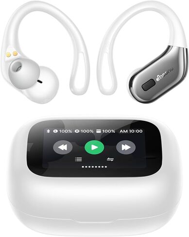 Bluetooth Headphones Wireless Earbuds: Sweatproof & Waterproof, 40H Playtime Wireless Ear Buds with Earhooks, Secure Fit Over Ear Buds with Mic, White Elephant Stocking Stuffers for Men Women in Kuwait