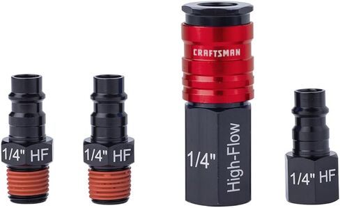 طقم تركيبات عالية التدفق من 4 قطع من CRAFTSMAN، ألومنيوم، خيوط NPT مقاس 1/4 بوصة in Saudi Arabia