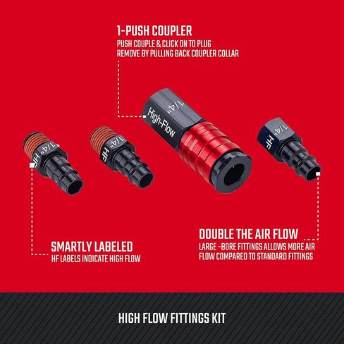 طقم تركيبات عالية التدفق من 4 قطع من CRAFTSMAN، ألومنيوم، خيوط NPT مقاس 1/4 بوصة in Saudi Arabia