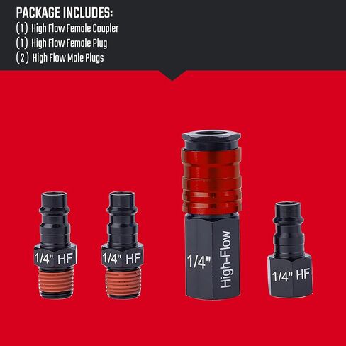 طقم تركيبات عالية التدفق من 4 قطع من CRAFTSMAN، ألومنيوم، خيوط NPT مقاس 1/4 بوصة in Saudi Arabia