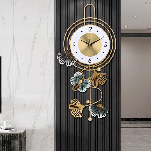 FILLOVE Decorative Wall Clock Gold Hands for Living Room, Modern Non-Walking Silent Metal Wall Clock for Living Room, Bedroom, Study Room, Office in Kuwait