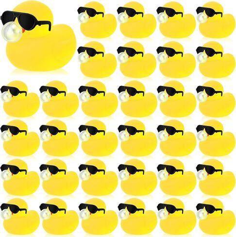 Hydren 24 PCS Mini Bubble Rubber Rubber Ducks مع نظارات شمسية مجموعة Squeeze Bubble Toy Bulk 2 بوصة البطة المطاطية البطة الحمام الصاخبة العائمة حمامات السباحة لأطفال عيد ميلاد الحفلات اللوازم الجائزة in Kuwait