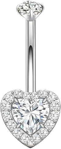 Titanium Belly Button Ring 14G Curved Barbell – Hypoallergenic Navel Piercing Jewelry with Multi-Texture Zircon,10mm Luxury Floating Belly Button Piercing in Saudi Arabia