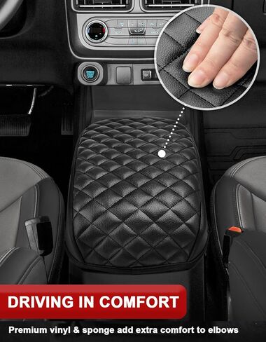 Center Console Armrest Cover Pad for 2022-2025 Ford Maverick, Middle Console Lid Cushion Protector, Vinyl Leather, Anti-scratch, Black in Saudi Arabia