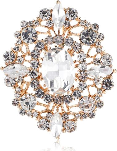 Vintage Crystal Brooch, Silver Crystal Brooch Pin for Women Elegant Clear Wedding Bridal Corsage Alloy Accessory for Dress Coat Scarf Sweater in Saudi Arabia