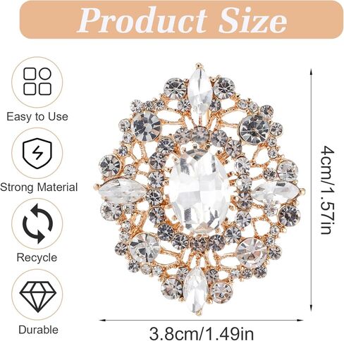 Vintage Crystal Brooch, Silver Crystal Brooch Pin for Women Elegant Clear Wedding Bridal Corsage Alloy Accessory for Dress Coat Scarf Sweater in Saudi Arabia