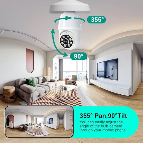 كاميرا أمان بمصباح كهربائي 52 هرتز 2K، كاميرات أمان بمصباح إضاءة واي فاي 2.4 جيجا هرتز لاسلكية في الهواء الطلق في الأماكن المغلقة، محادثة ثنائية الاتجاه، اكتشاف الإنسان، رؤية ليلية ملونة، كاميرا أمان بمقبس إضاءة تعمل مع Alexa in Kuwait