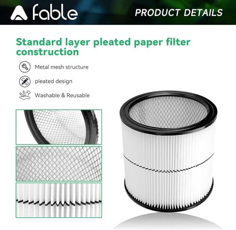 فلتر خرطوشة مكنسة FABLE 17884 متوافق مع Craftsman 9-17884 17935 17937 17920 قطعة استبدال shopvac تناسب 6 جالون ومكانس جافة رطبة أكبر (17884 1pack) in Saudi Arabia