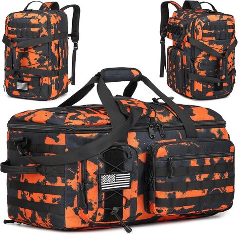 50L Gym Bags for Men, 3 in 1 Travel Duffle Bag with Shoe Compartment, Tactical Military Backpack for Overnight Weekender Gym Traveling Workout Deployment in Kuwait