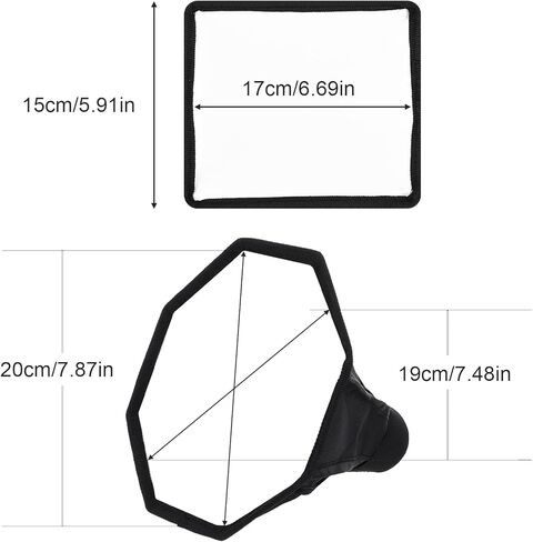 2 Pack Flash Diffuser Light Softbox - 8" Octagon and 8"x6" Rectangle Flash Softbox Universal with Storage Pouch Compatible - Speedlight Softbox-Diffuser Kit in Kuwait