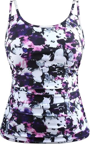 Hilor Tankini Tops for Women Tummy Control Bathing Suits Underwire Tankini Swimsuit Swim Top No Bottom in Saudi Arabia