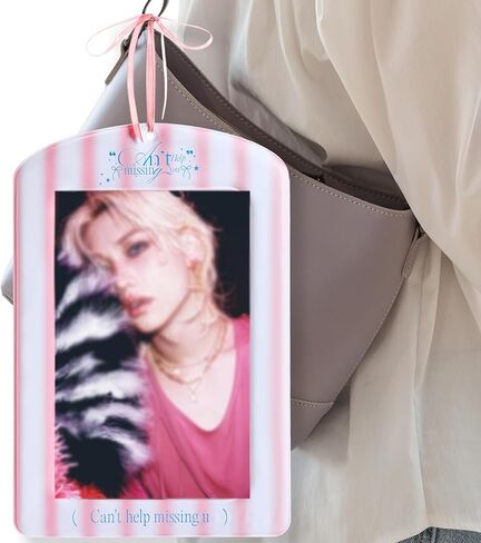 Giant Kpop Photocard Holder A4 Inch Fun Photo Card Holder Big Idol Album Photocard Holder Bag with Ribbon Concerts DIY Artists' Giant Photos Music Festivals Kpop Fan (Stripe) in Saudi Arabia