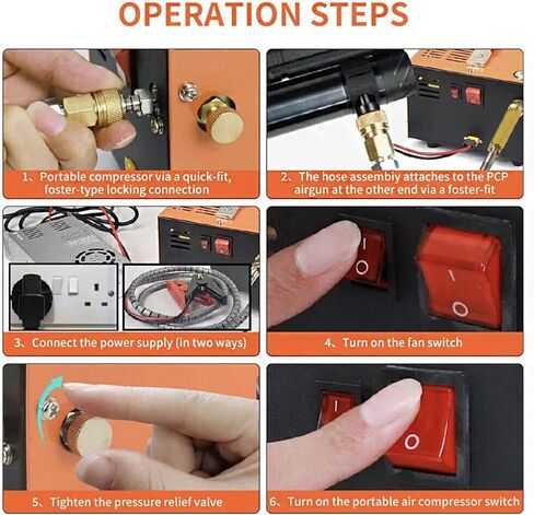 ضاغط هواء PCP، 4500 رطل لكل بوصة مربعة، ضاغط PCP فاصل الزيت والماء المحمول، 12 فولت تيار مستمر/110 فولت تيار متردد، ضاغط مسدس هواء PCP، محول QF، مروحة مدمجة، مناسب لكرة الطلاء، بندقية الهواء، زجاجة غوص بالهواء المفتوح in Kuwait