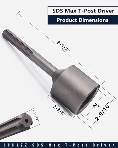 SDS Max Shank T Post Driver, 2 Inch Diameter Head for Driver T Posts, Heavy Duty Ground Rod Driver for Fence, Steel, Concrete, Compatible with SDS-Max Hammer Drills and Demolition Hammers, Save Time in Saudi Arabia