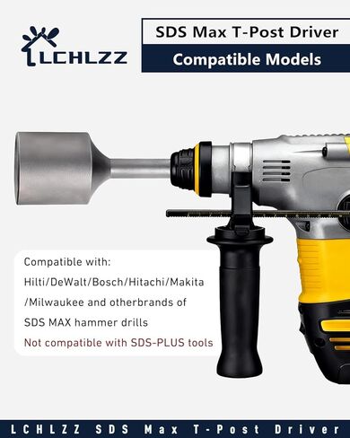 SDS Max Shank T Post Driver, 2 Inch Diameter Head for Driver T Posts, Heavy Duty Ground Rod Driver for Fence, Steel, Concrete, Compatible with SDS-Max Hammer Drills and Demolition Hammers, Save Time in Saudi Arabia
