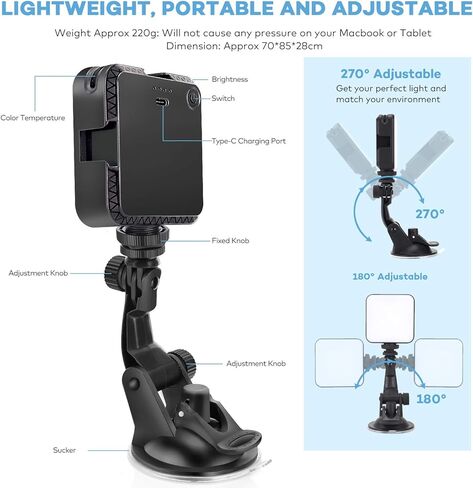 Video Conference Lighting Kit for Remote Working, Lighting for Video Conferencing, Zoom Calls, Broadcast, Live Streaming，Adjustable Video Light with 2020 Upgrade Suction Cup (Black) in Saudi Arabia