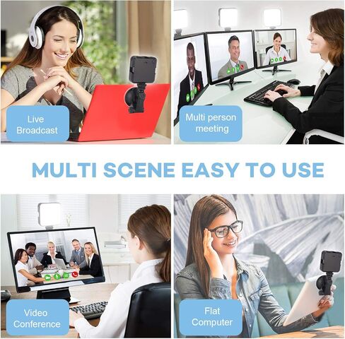 Video Conference Lighting Kit for Remote Working, Lighting for Video Conferencing, Zoom Calls, Broadcast, Live Streaming，Adjustable Video Light with 2020 Upgrade Suction Cup (Black) in Saudi Arabia
