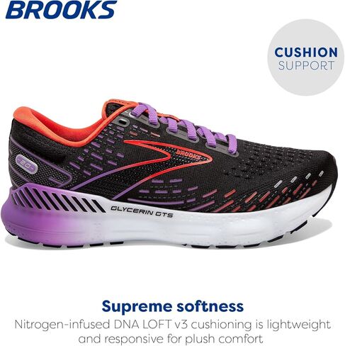 حذاء الجري الداعم Glycerin GTS 20 للنساء من Brooks - أسود/زهرة الجرس/Fiesta - 10 متوسط in Saudi Arabia