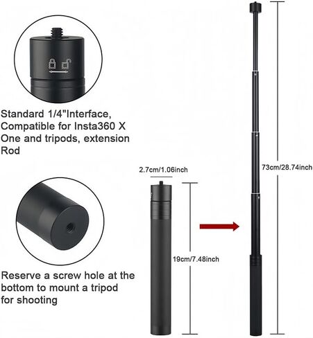 Selfie Stick Extendable Monopod for Camera/Phone/Webcam, Portable Vlog Handheld Action Camera Monopods for GoPro Hero, DJI Osmo Action and Other Lightweight Devices with 1/4" Thread in Saudi Arabia