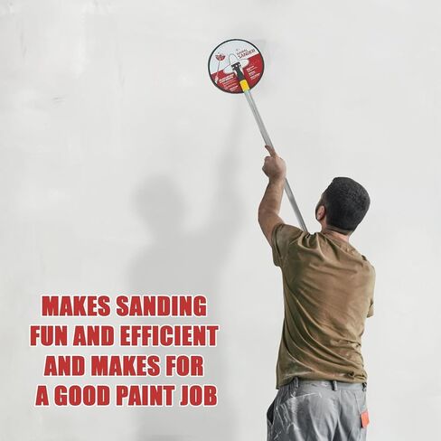 ماكينة صنفرة الحوائط الجافة مقاس 9 بوصات، ماكينة صنفرة ذات قطب دائري نصف قطري مع 25 قرص سنفرة، عمود تمديد + 25 قطعة من أوراق الصنفرة، خمسة نماذج من الحبيبات 80,100,120,180,240 لصنفرة الجدران ومصقولة (أحمر) in Kuwait