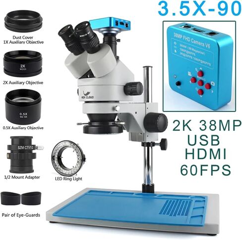 كاميرا مجهرية بدقة 55/48/24 ميجابكسل بدقة 4K - عدسة ثلاثية العينيات ثلاثية العينيات مقاس 3.5 × 180 × متزامنة (مربع 7.6 × 22 × 1.0 مم) in Kuwait