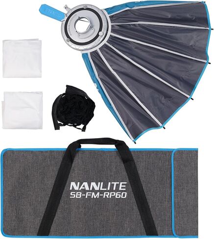 NANLITE Rapid SB-FM-RP60 23.62 بوصة/60 سم صندوق ناعم مكافئ، صناديق ناعمة سريعة الفك لتركيب FM لتركيبات Nanlite Forza وFC وFS وغيرها من مصابيح تثبيت FM in Saudi Arabia