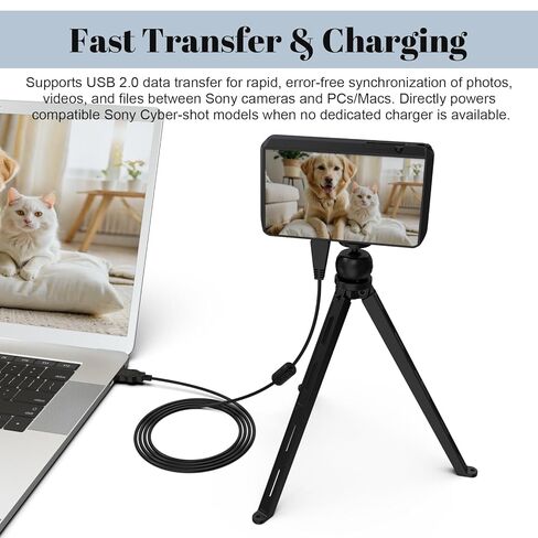 كابل USB Zosvoses VMC-MD3 متوافق مع كاميرا Sony Cyber-Shot DSC-W350 W360 W380 W390 W560 W570 WX7 WX9 WX30 H70 TX100 TX66 الرقمية، 4.9 قدم in Kuwait