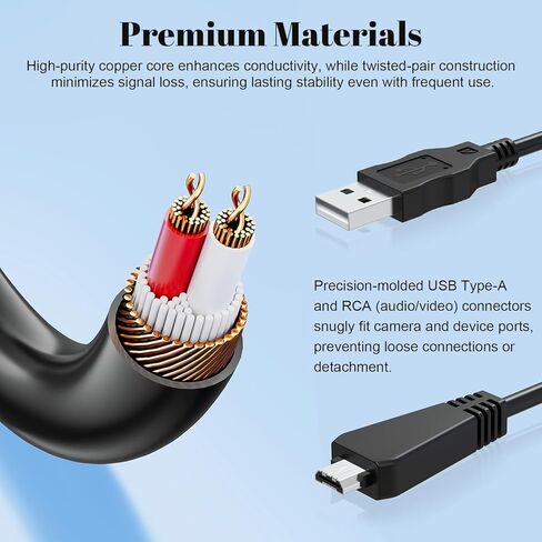 كابل USB Zosvoses VMC-MD3 متوافق مع كاميرا Sony Cyber-Shot DSC-W350 W360 W380 W390 W560 W570 WX7 WX9 WX30 H70 TX100 TX66 الرقمية، 4.9 قدم in Kuwait