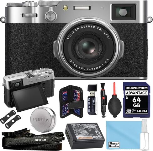 Fujifilm X100VI Digital Camera (Silver) Premium Creator Bundle – 64GB SD Card, USB Reader, Cleaning Kit, Strap, Lens Cap, Air Blower, & Accessories in Saudi Arabia