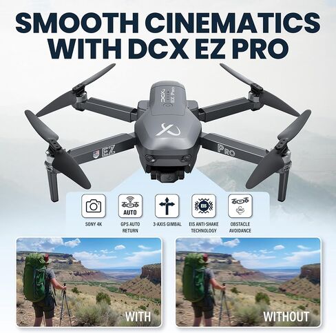 طائرات بدون طيار EZ Pro مزودة بكاميرا للبالغين بدقة 4K، وتجنب العوائق، وإرجاع تلقائي لنظام تحديد المواقع العالمي (GPS)، ومحور ثلاثي المحاور، ووضع Follow Me، ووقت طيران طويل، ومعرف التحكم عن بعد FAA in Kuwait