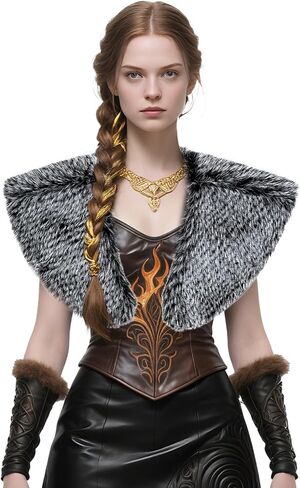Medieval Faux Fur Shawl Shoulder Fur Wrap Scarf Collar for Women Men Halloween Costume in Saudi Arabia