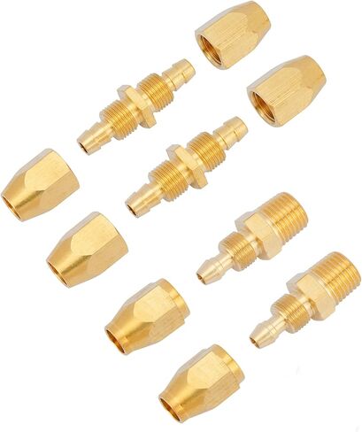 4 قطعة طقم تصليح خرطوم غسالة الضغط النحاسي ومجموعة تصليح خرطوم الهواء، تركيبات قابلة لإعادة الاستخدام بمعرف 1/4 بوصة لخراطيم البولي يوريثان/البولي يوريثين in Kuwait