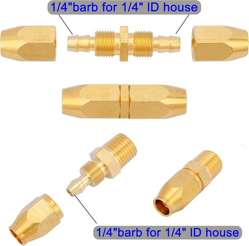 4 قطعة طقم تصليح خرطوم غسالة الضغط النحاسي ومجموعة تصليح خرطوم الهواء، تركيبات قابلة لإعادة الاستخدام بمعرف 1/4 بوصة لخراطيم البولي يوريثان/البولي يوريثين in Kuwait