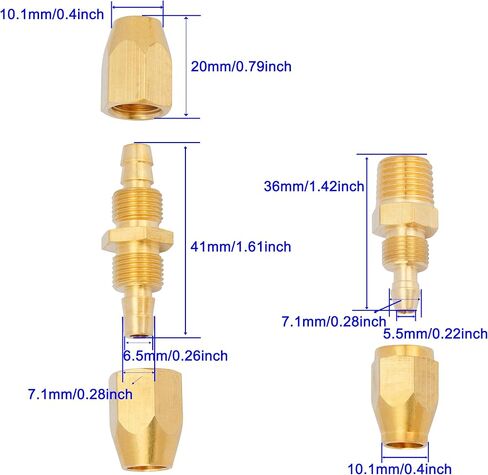 4 قطعة طقم تصليح خرطوم غسالة الضغط النحاسي ومجموعة تصليح خرطوم الهواء، تركيبات قابلة لإعادة الاستخدام بمعرف 1/4 بوصة لخراطيم البولي يوريثان/البولي يوريثين in Kuwait