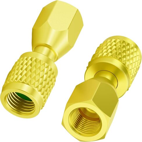 2-Pack 19110 قارنة توصيل سريعة منخفضة الخسارة، 1/4 بوصة ذكر SAE Flare × 1/8 بوصة أنثى NPT، نمط ريتشي مناسب لاستعادة غاز التبريد HVAC، وفحص ضغط التيار المتردد والتبريد (مقرنة مكونة من قطعتين) in Kuwait